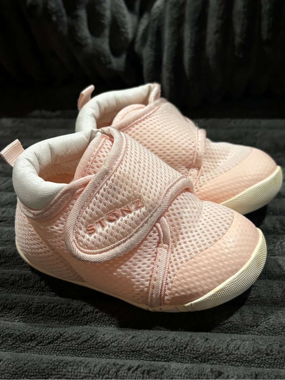 Stonz Pink Mesh Kids Shoes with Hook-and-Loop Closure